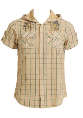 Scotch and Soda Check Hooded Shirt